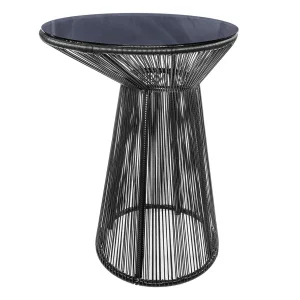 Аренда стол коктейльный "оникс" чёрный с чёрной зеркальной поверхностью н-110 d-75 см в Москве — Ус Рент