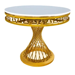 Аренда столик для торта "император" золотой с белой поверхностью н-75 d-90 см в Москве — Ус Рент