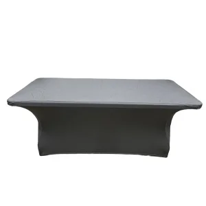 Аренда прямоугольный стол 180х80 + стрейч чехол серый в Москве — Ус Рент