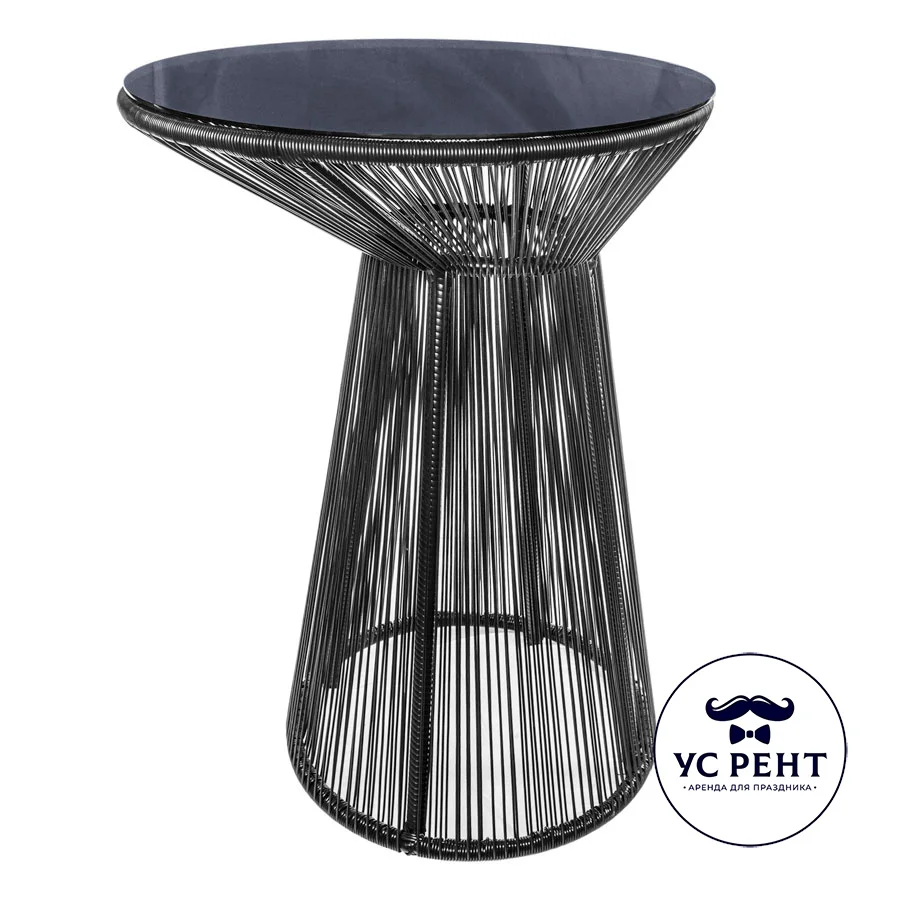 Стол коктейльный "Оникс" чёрный с чёрной зеркальной поверхностью Н-110 D-75 см