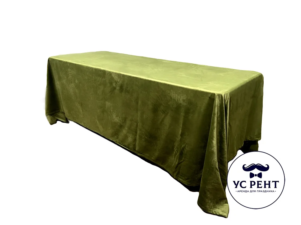 Скатерть прямоугольная 2 x 3 м (ОЛИВКА) бархат