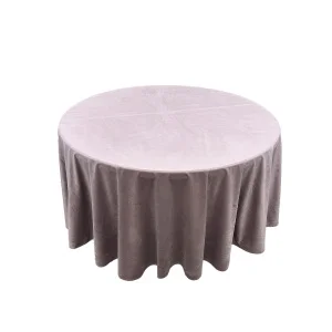 Аренда стол круглый d120 см + скатерть d230 (пудра) бархат в Москве — Ус Рент