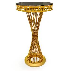 Аренда стол коктейльный "император" золотой с зеркальной поверхностью н-110 d-60 см в Москве — Ус Рент