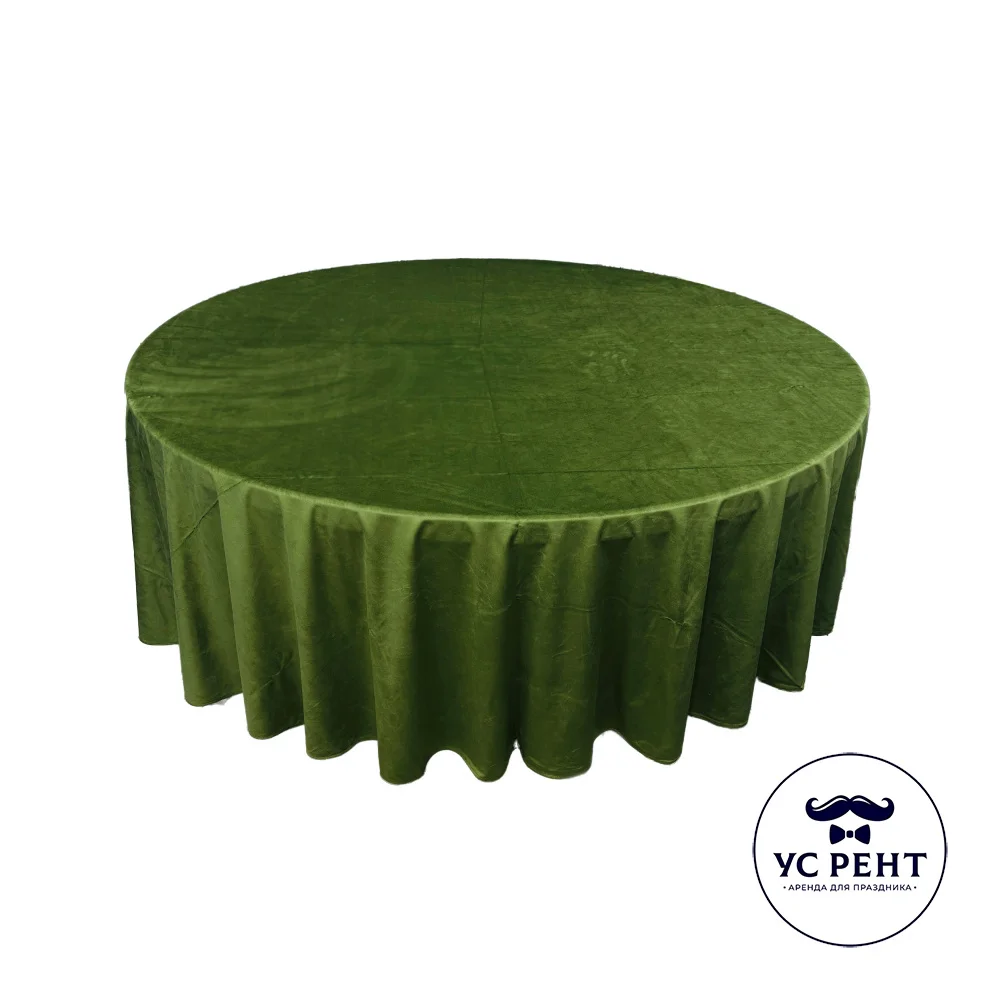 Скатерть круглая 3 м (ОЛИВКА) бархат