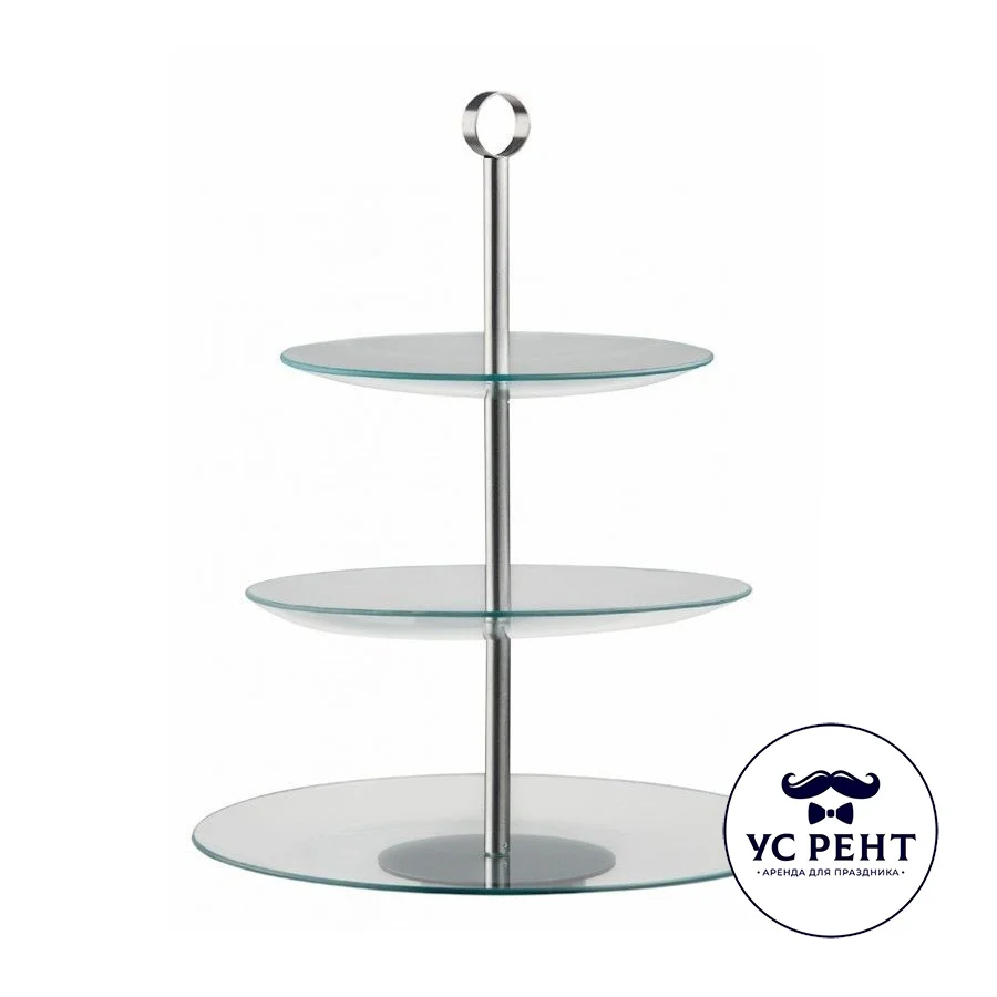Этажерка 3-х ярусная стеклянная D= 22, 26, 30 см Н=38см