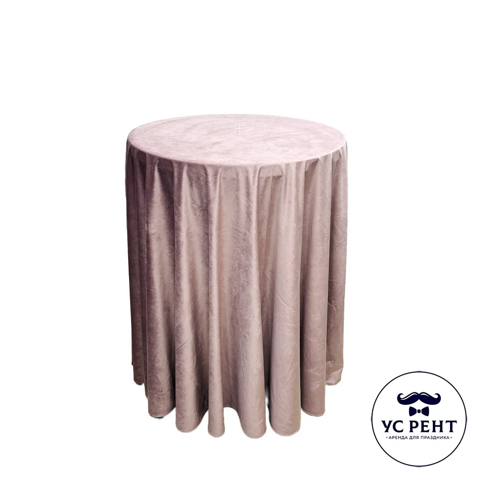 Коктейльный стол 110х80 + Скатерть круглая 3 м (ПУДРА) бархат