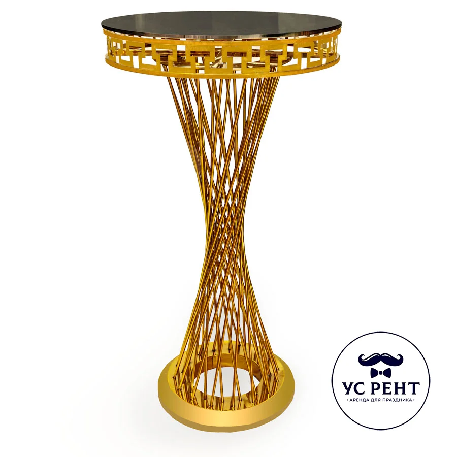 Стол коктейльный "Император" золотой с зеркальной поверхностью Н-110 D-60 см
