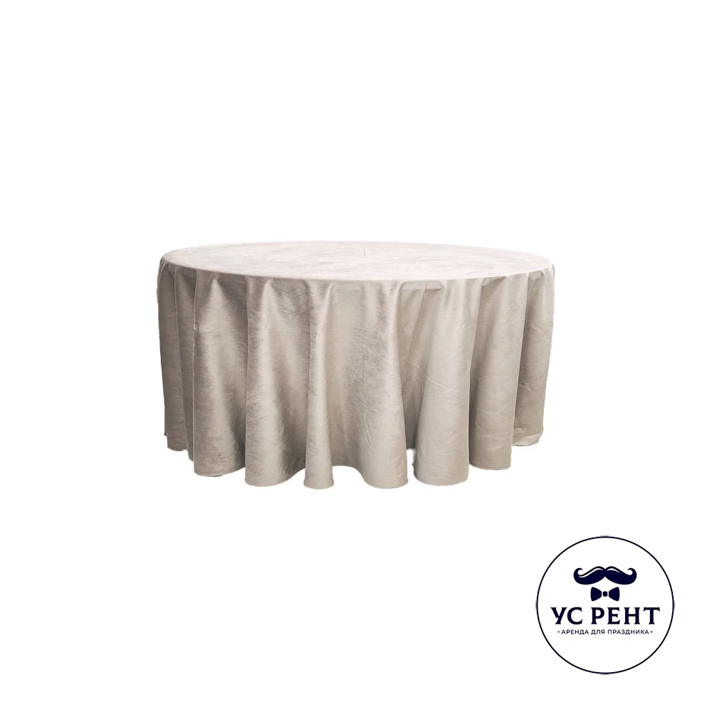 Коктейльный стол 110х80 + Скатерть круглая 3 м (БЕЖ) бархат