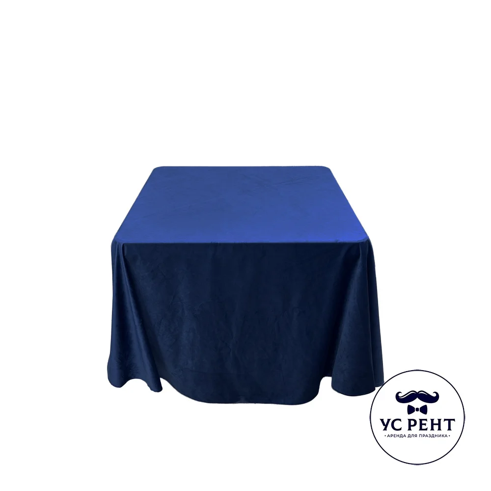 Квадратный стол 86х86 см  + скатерть d230 (СИНИЙ) бархат