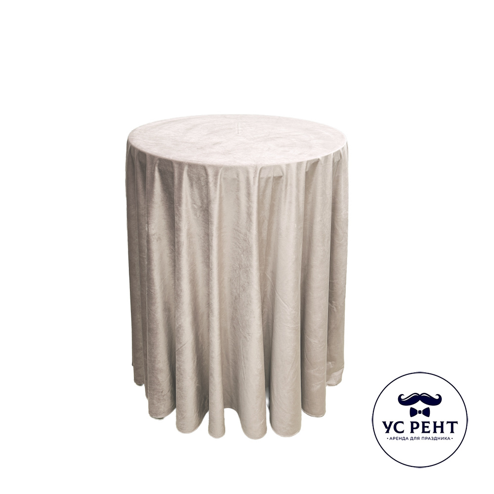 Коктейльный стол 110х80 + Скатерть круглая 3 м (БЕЖ) бархат