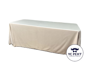 Аренда прямоугольный стол 180х80 + скатерть прямоугольная 2 x 3 м (беж) бархат в Москве — Ус Рент