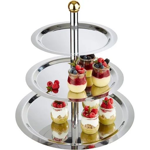 Этажерка 3-х ярусная d=32/38/49 см. H-50см нерж.